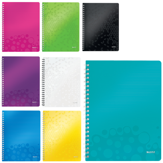 Caiet A4 cu spirala, matematica, coperta plastic PP, 80 file, 80g/mp, LEITZ WOW, ALEGE CULOAREA: Turcoaz - Papet