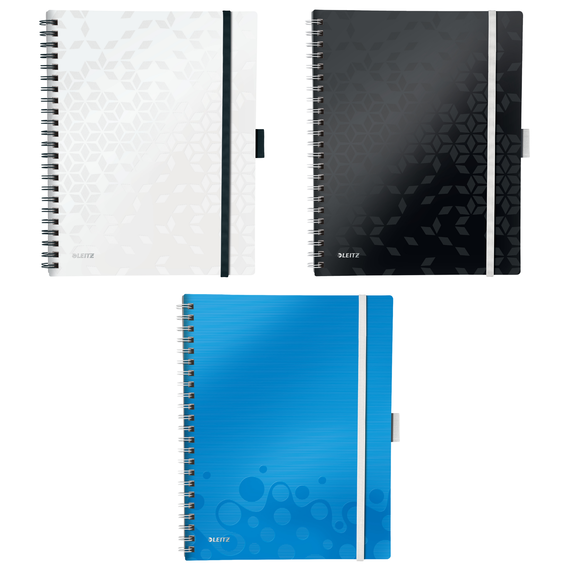 Caiet A4 cu spirala, matematica, coperta plastic PP, 80 file, 80g/mp, LEITZ WOW Be Mobile, ALEGE CULOAREA: Alb - Papet