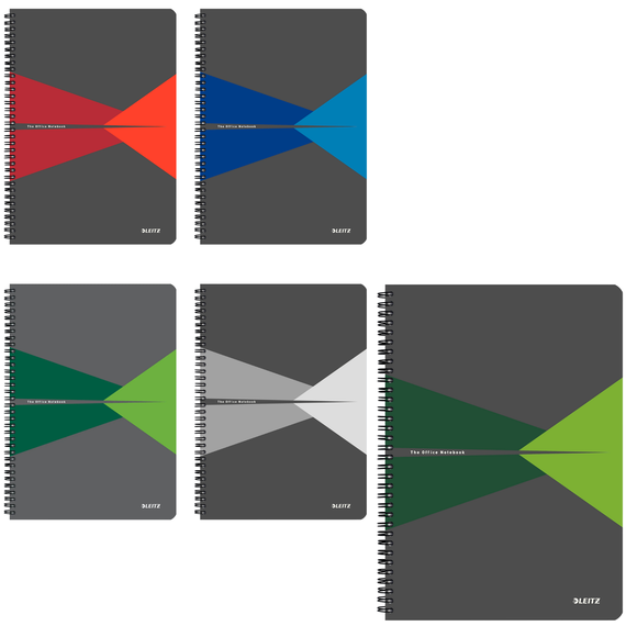 Caiet A4 cu spirala, matematica, coperta plastic PP, 90 file, 90g/mp, LEITZ Office, ALEGE CULOAREA: Gri - Papet