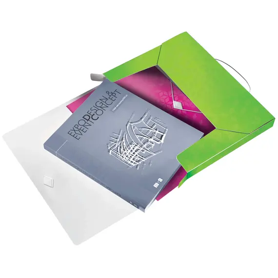 Mapa plastic A4 cu elastic si burduf 30 mm, LEITZ WOW Jumbo, ALEGE CULOAREA: Verde - 3Papet