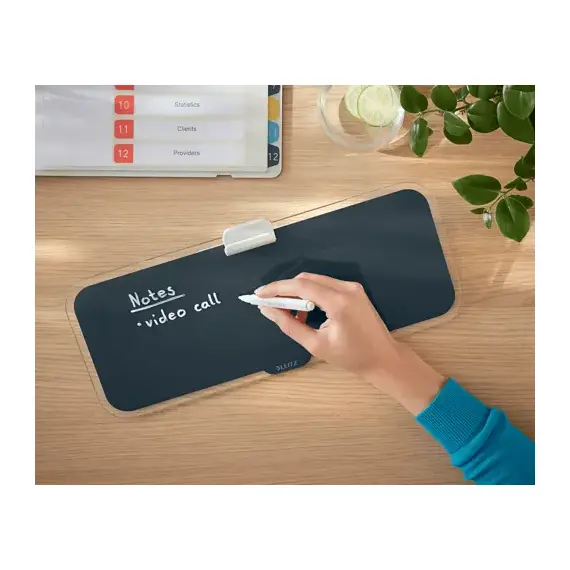 Tabla de sticla cu picioruse pentru birou, LEITZ Cosy, ALEGE CULOAREA: Gri antracit - 3Papet
