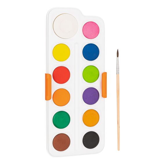 Set acuarele si pensula, 12 culori/set, DELI - 2Papet