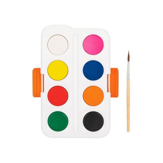 Acuarele si pensula, 8 culori/set, DELI - 2Papet