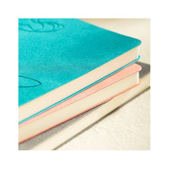 Caiet A5 dictando, coperta imitatie piele, 96 file, 80g/mp, DELI Soft, ALEGE CULOAREA: Turcoaz - 5Papet