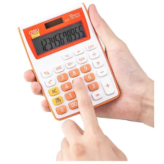 Calculator de birou cu 12 digits, DELI 1122, ALEGE CULOAREA: Portocaliu - 3Papet