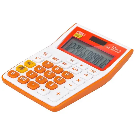 Calculator de birou cu 12 digits, DELI 1122, ALEGE CULOAREA: Portocaliu - 4Papet