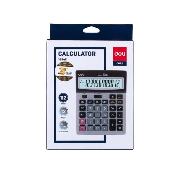 Calculator de birou cu 12 digits, DELI Metal 1654C - 3Papet
