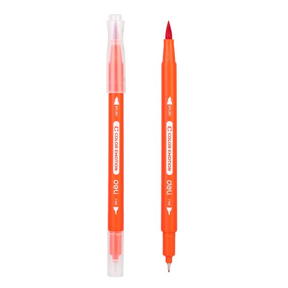 Carioci cu 2 capete, varf pensula si liner, DELI, 24 culori/set - 3Papet