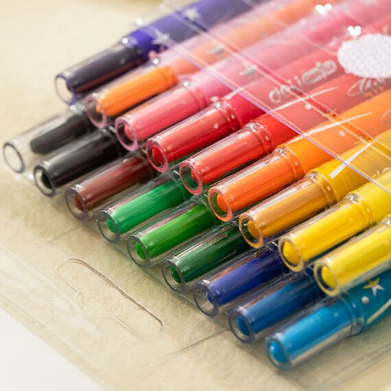 Creioane colorate cerate retractabile DELI, 24 culori/set - 3Papet