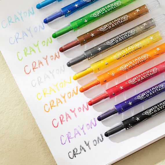 Creioane colorate cerate retractabile DELI, 24 culori/set - 2Papet