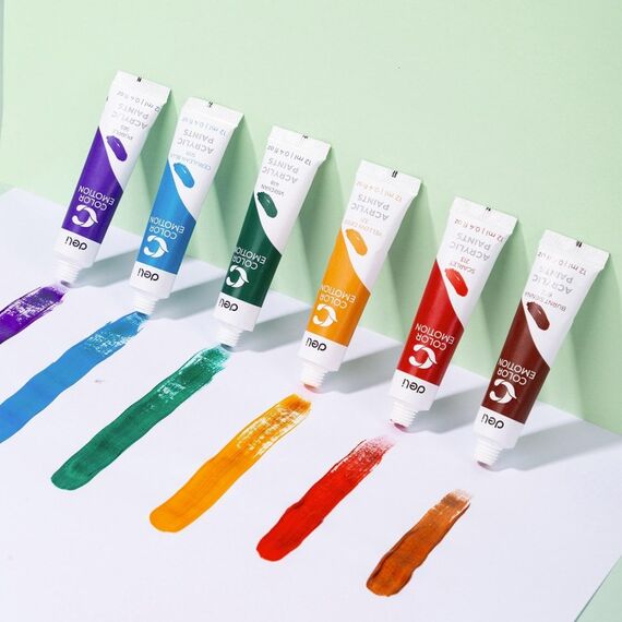 Culori acrilice, 12 ml, 12 culori/set, DELI Color Emotion - 4Papet