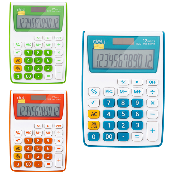 Calculator de birou cu 12 digits, DELI 1122, ALEGE CULOAREA: Portocaliu - Papet