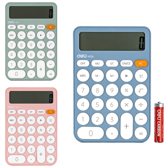 Calculator de birou cu 12 digits, DELI Fashion EM124, ALEGE CULOAREA: Bleu - Papet