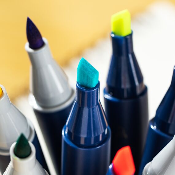 Set sketch marker cu 2 capete, husa textila, 40 culori/set, DELI Finenolo - 4Papet