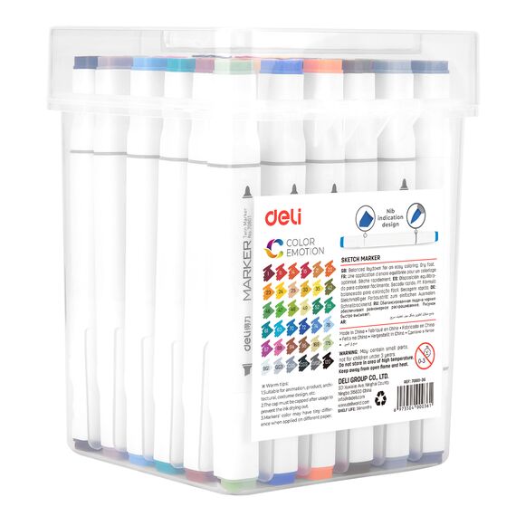 Set sketch marker cu 2 capete, uscare rapida, 36 culori/set, DELI Color Emotion - 3Papet