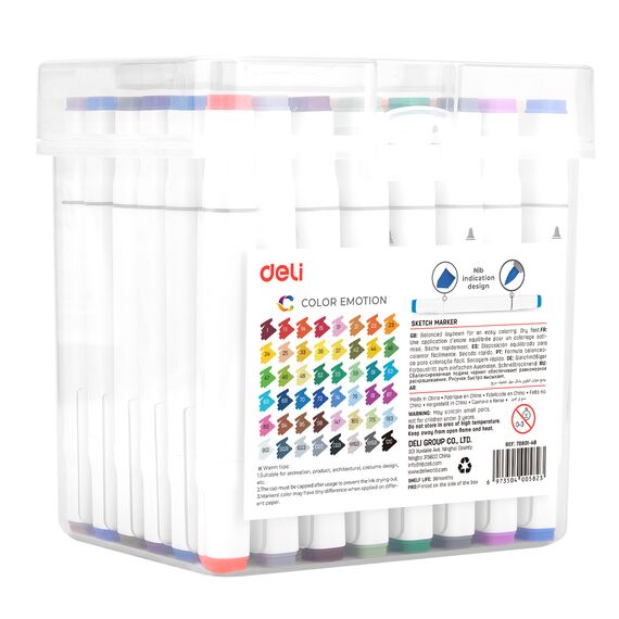 Set sketch marker cu 2 capete, uscare rapida, 48 culori/set, DELI Color Emotion - 2Papet
