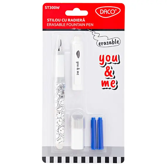 Stilou cu radiera, penita tip F, DACO You&Me Smile - Papet