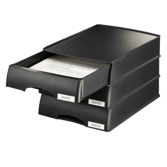 Tavita documente cu sertar, neagra, LEITZ Plus - 2Papet