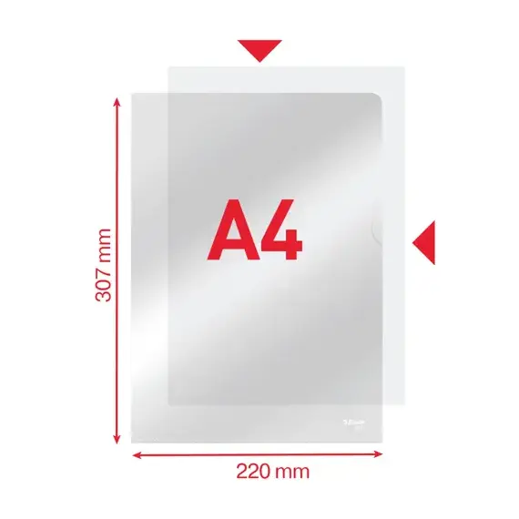 File protectie cristal, deschidere in "L", 105 microni, 100 buc/set, A4, ESSELTE - 2Papet