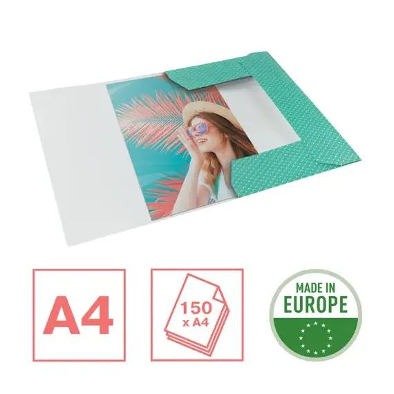 Mapa A4 din carton, cu elastic, ESSELTE Colour Breeze, ALEGE CULOAREA: Verde - 3Papet