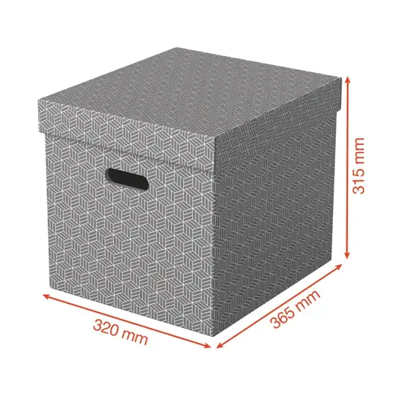Set 3 cutii depozitare 360 x 320 x 310 mm cu capac, ESSELTE Recycle Gri - 5Papet
