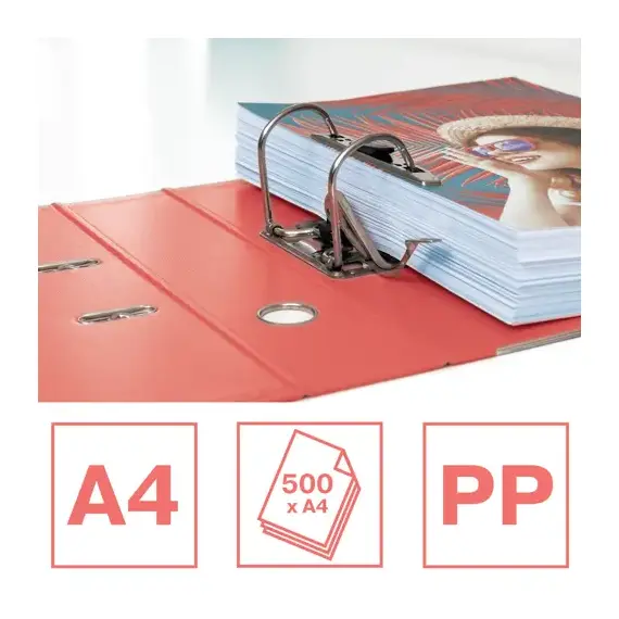 Biblioraft plastifiat interior-exterior, 7.5 cm ESSELTE Power Colour Breeze, ALEGE CULOAREA: Coral - 3Papet
