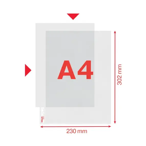 File protectie transparente, deschidere in "L", 115 microni, 100 buc/set, A4, ESSELTE - 2Papet