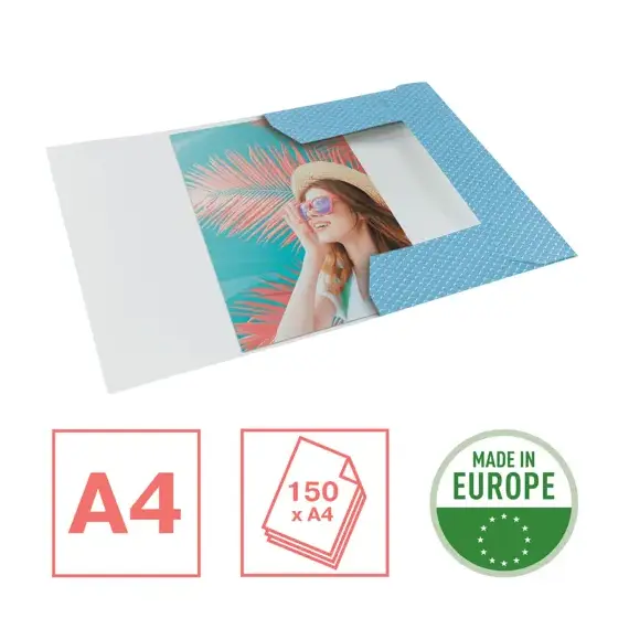 Mapa A4 din carton, cu elastic, ESSELTE Colour Breeze, ALEGE CULOAREA: Albastru - 3Papet