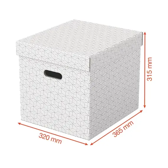 Set 3 cutii depozitare 360 x 320 x 310 mm cu capac, ESSELTE Recycle Alb - 5Papet