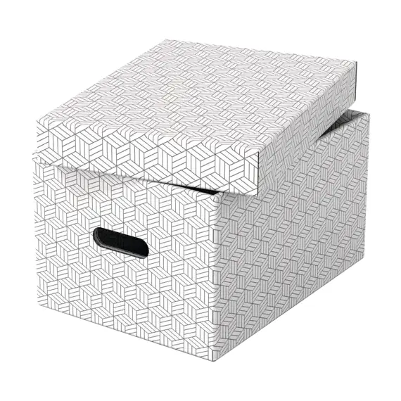 Set 3 cutii depozitare 360 x 260 x 200 mm cu capac, ESSELTE Recycle Alb - 3Papet
