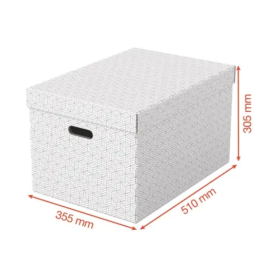 Set 3 cutii depozitare 510 x 350x 300 mm cu capac, ESSELTE Recycle Alb - 5Papet