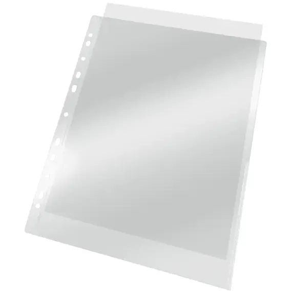 File protectie cristal deschidere partiala si margine colorata, 105 microni, 100 buc/set, A4, ESSELTE, ALEGE CULOAREA: Albastru - 3Papet