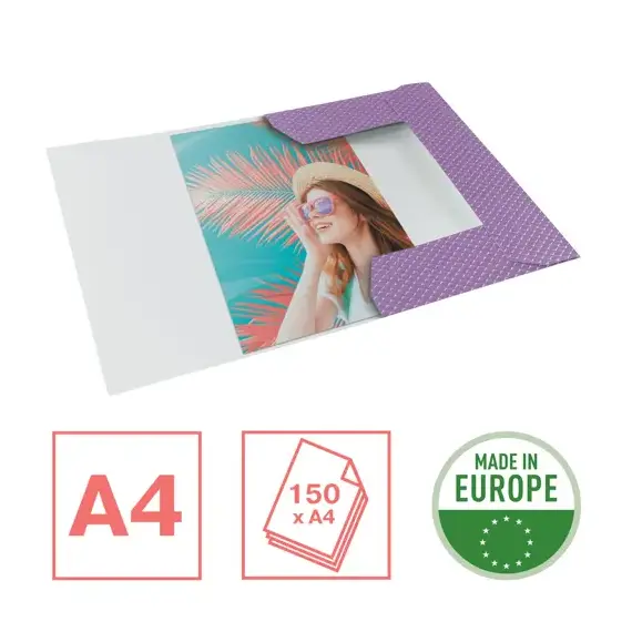 Mapa A4 din carton, cu elastic, ESSELTE Colour Breeze, ALEGE CULOAREA: Lavanda - 3Papet