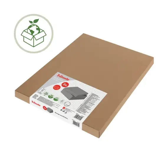 Set 3 cutii depozitare 360 x 260 x 100 mm cu capac, ESSELTE Recycle Gri - 4Papet
