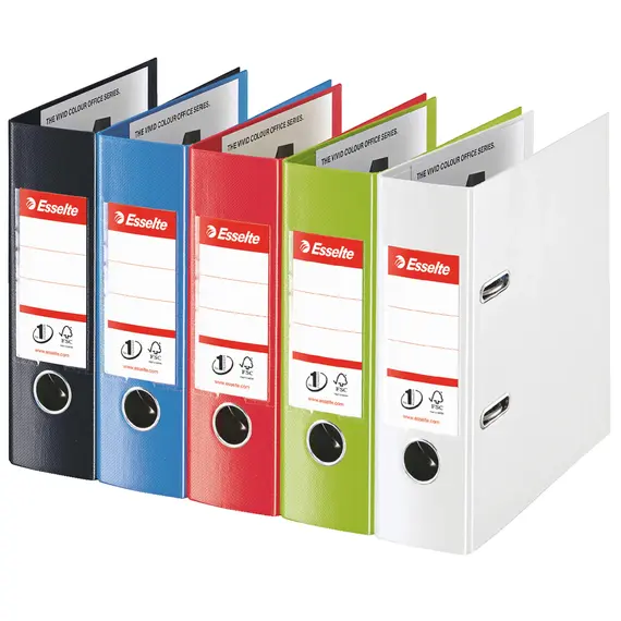 Biblioraft plastifiat interior-exterior, 7.5 cm ESSELTE Vivida Power, ALEGE CULOAREA: Alb - Papet