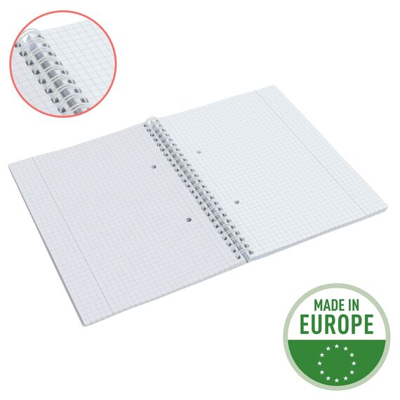 Caiet A5 cu spirala, matematica, coperta carton, 80 file, 80g/mp, ESSELTE Colour Breeze, ALEGE CULOAREA: Coral - 3Papet