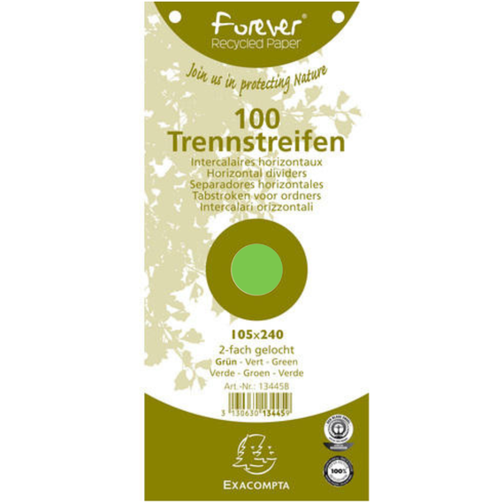 Separatoare biblioraft, 2 perforatii, 100 file/set, EXACOMPTA Forever, ALEGE CULOAREA: Verde - 2Papet