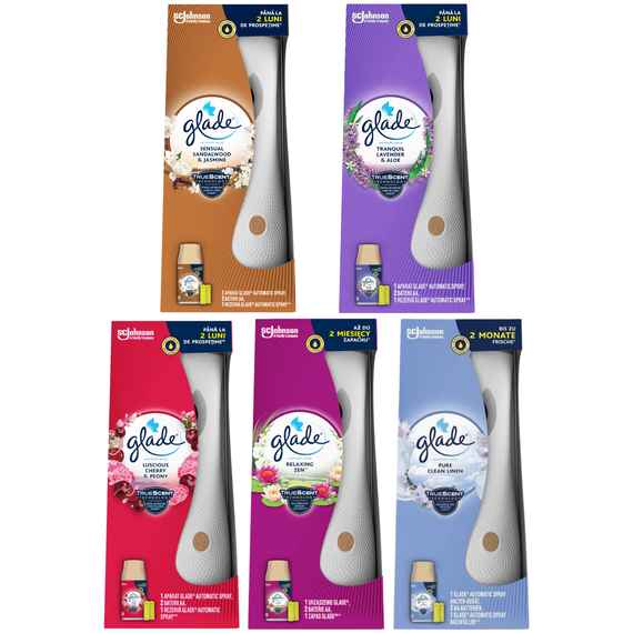 Aparat odorizant automatic spray GLADE, Alege aroma: Sandalwood & Jasmine - Papet
