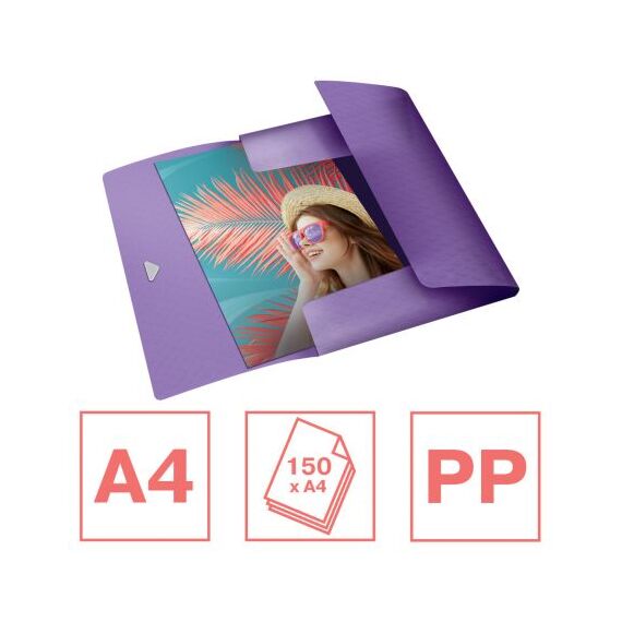 Mapa plastic A4, cu elastic ESSELTE Colour Breeze, ALEGE CULOAREA: Lavanda - 3Papet