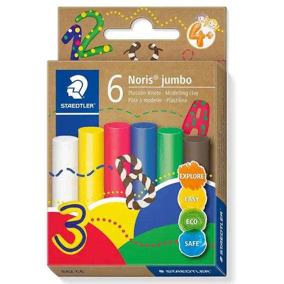 Plastilina STAEDTLER Noris Jumbo, 6 culori/set - Papet