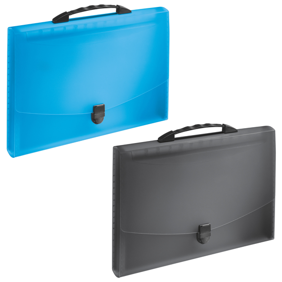 Servieta plastic 388 x 291 x 42 mm, cu 12 compartimente, ESSELTE Vivida, ALEGE CULOAREA: Albastru - Papet
