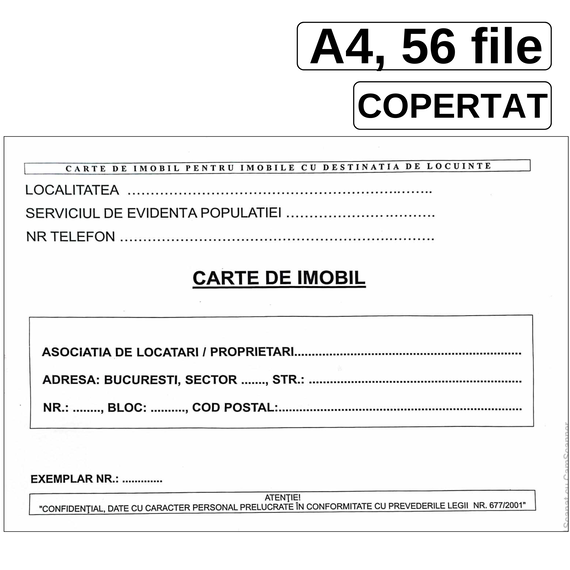 Carte de imobil A4, 56 file/set, 50 de apartamente, copertata - Papet