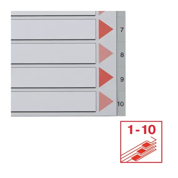 Separatoare plastic A4, numere de la 1-10, ESSELTE - 2Papet