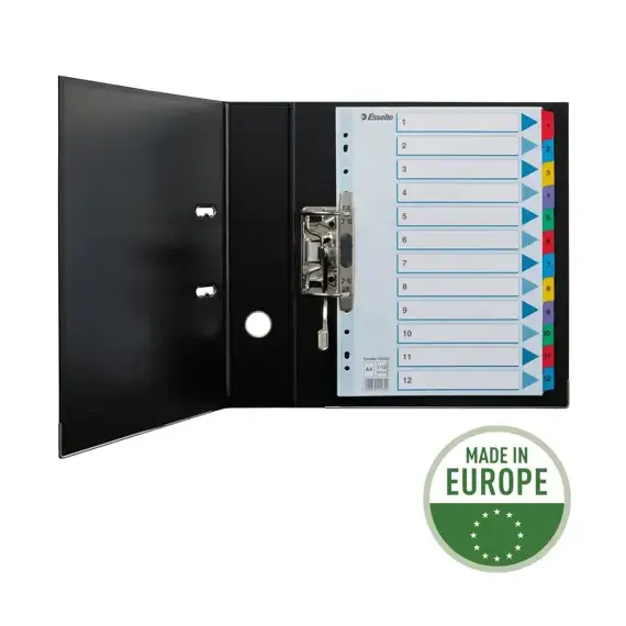 Separatoare carton A4, numere de la 1-12 laminate, ESSELTE Mylar - 2Papet