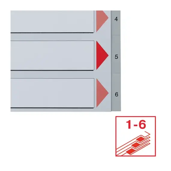 Separatoare plastic A4, numere de la 1-6, ESSELTE - 2Papet
