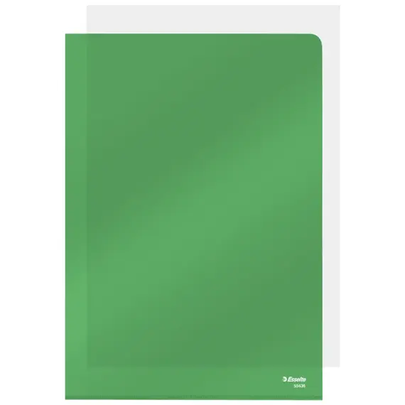 Mapa plastic cristal A4, deschidere in L, 150 microni, 25 buc/set, ESSELTE, ALEGE CULOAREA: Verde - 5Papet