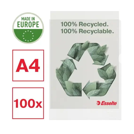 Mapa plastic A4, deschidere in L, 100 buc/set, ESSELTE Recycled - 6Papet