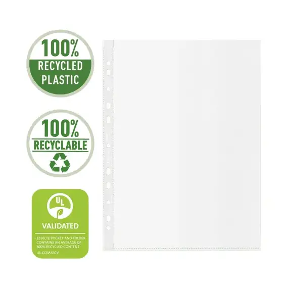 File protectie transparente, 70 microni, 100 buc/set, A4, ESSELTE Recycled - 2Papet