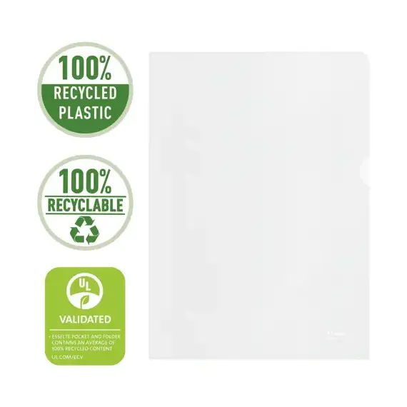 Mapa plastic A4, deschidere in L, 100 buc/set, ESSELTE Recycled - 5Papet