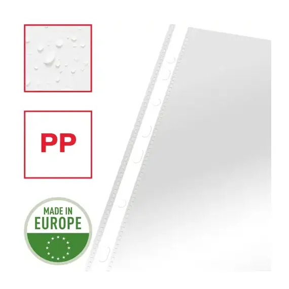 File protectie cristal, 40 microni, 100 buc/set, A4, ESSELTE - 6Papet